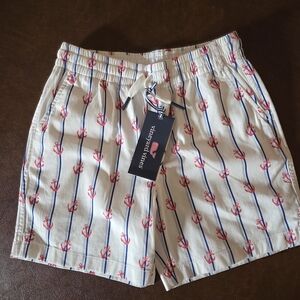 Vineyard Vines White Anchor-Print Shorts